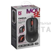 Мышь проводная оптическая DEFENDER Omega MB-522, 4кнопки,1000-1200dpi,1,8м, черный (1/40)